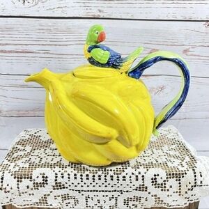 RIO RITA Parrot Banana By Fitz & Floyd Teapot Tea Pot 7 1/2" H - 48 oz.